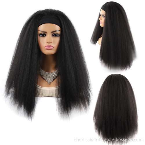 Wholesale 24'' Light Blonde Long Black Headband Turban Wig Deep Curl Scarf Wigs Hot Sale Synthetic Afro Hair Extension For Women